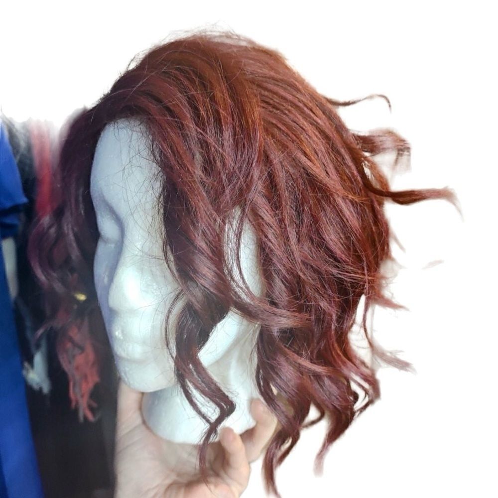 Lace Front Burgundy Asymmetrical Synthetic Bob Wig Size OS
